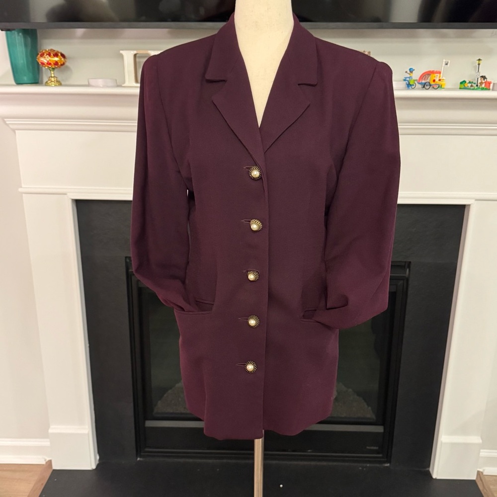 Vintage Bill Blass New York Plum Longline Blazer (Size 6)